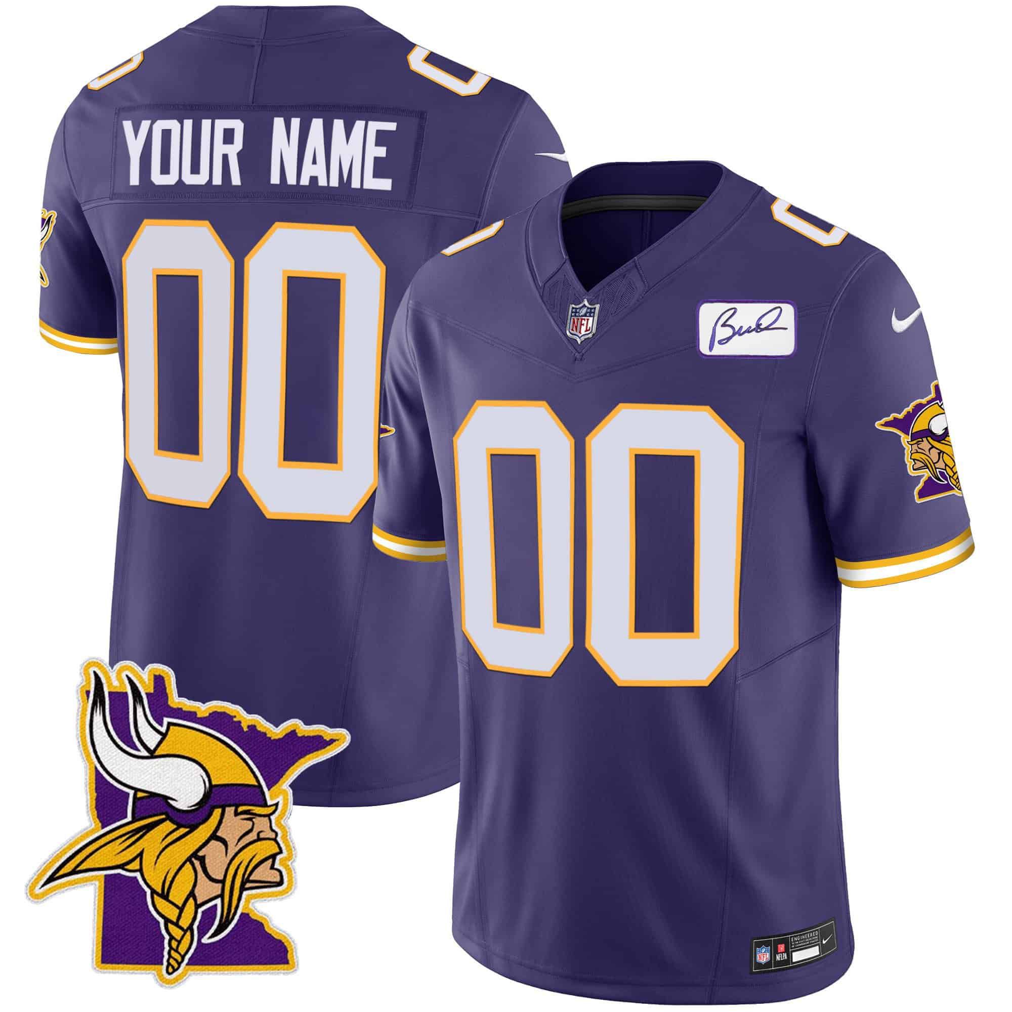 Men Minnesota Vikings Purple 2024 Nike Patch Classic Limited Custom NFL Jersey style 1